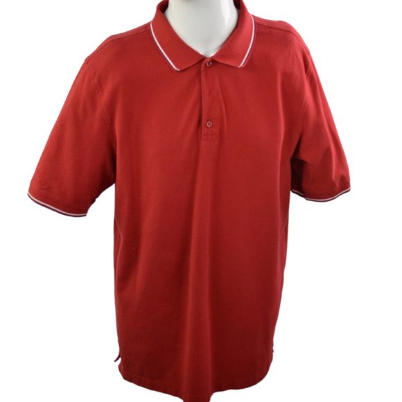 Denver Hayes Men's Shirt Collared Polo Short Sleeve Sz L Stretch RED - Picture 1 of 7